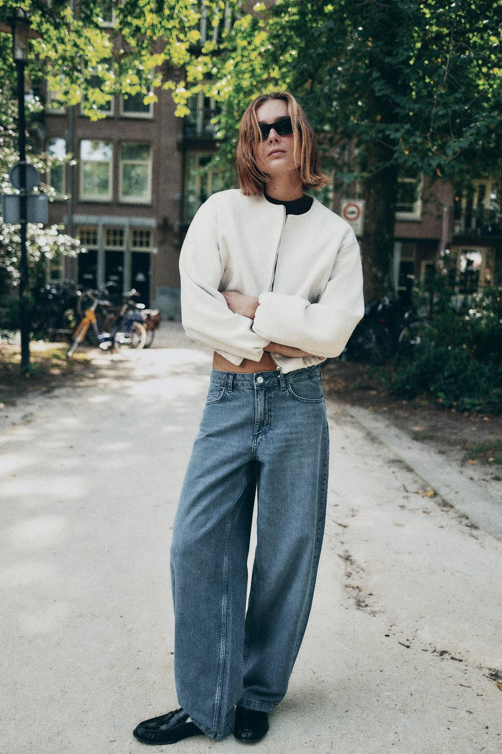 ZARA БОМБЕР ИЗ МЯГКОЙ ТКАНИ, ЭКРЮ