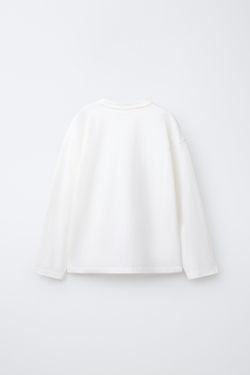 ZARA ОДНОТОННЫЙ ЛОНГСЛИВ, БЕЛЫЙ
