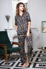 Домашний комплект Elania из принтованной вискозы (Размер: XXL) (Цвет: коричневый)