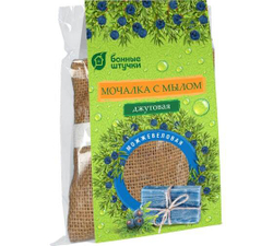 Мочалка джутовая "Можжевеловая" с натуральной мыльной стружкой , 100 г "Банные штучки" / 25