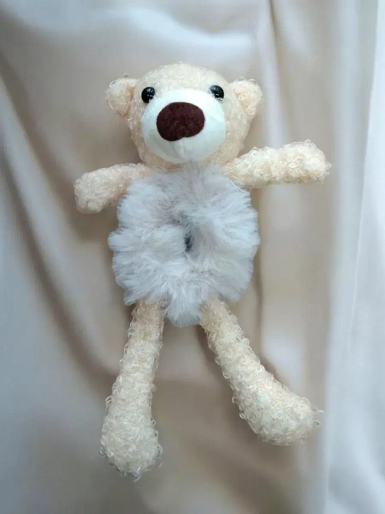 Резинка для волос пушистая детская женская мишка