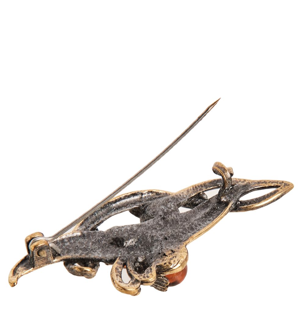 AM-2344 Брошь «Ландыш» (латунь, янтарь)