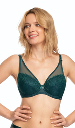 Бюстгальтер пуш-ап Emily с вышивкой (Размер: 70E) (Цвет: изумрудный)