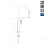 Смеситель для кухни с магнитным держателем и гибким изливом KITCHEN MAGNET 388801MCNC никель