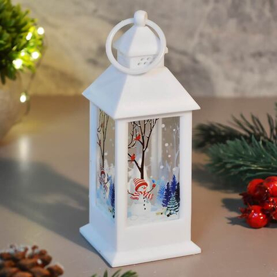 Фонарь новогодний светодиодный 14см JSLAN12white, белый