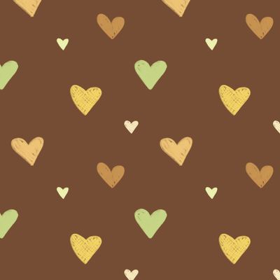 Разноцветные сердечки на коричневом фоне