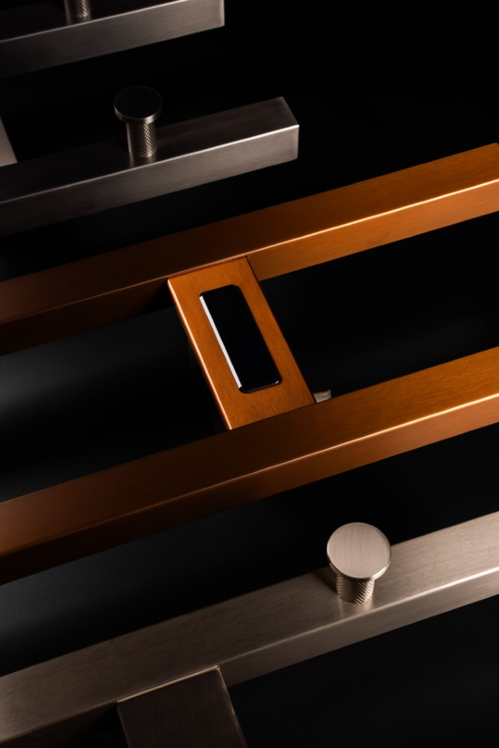Полотенцесушитель электрический 2-трубы квадратный COPPER BRUSHED
