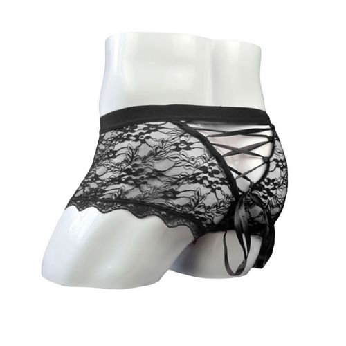 Мужские трусы боксеры черные кружевные Romeo Rossi RR6097-2