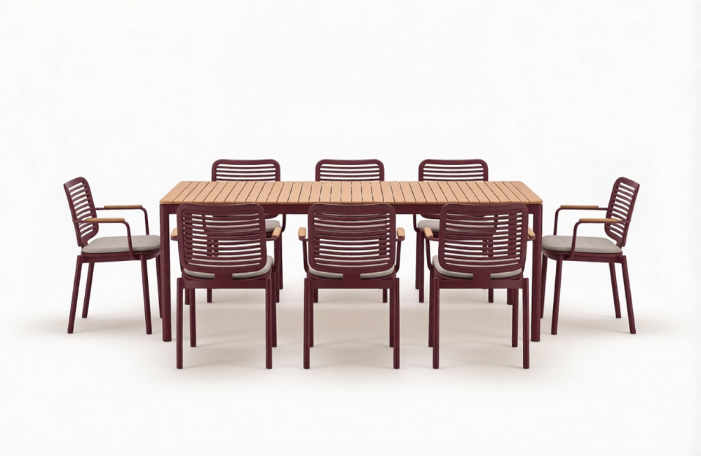 Комплект металлической мебели Tagliamento Armona, терракотовый, светло-бежевый, натуральный