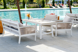 "Сан Ремо" стол обеденный из ДПК, каркас алюминиевый