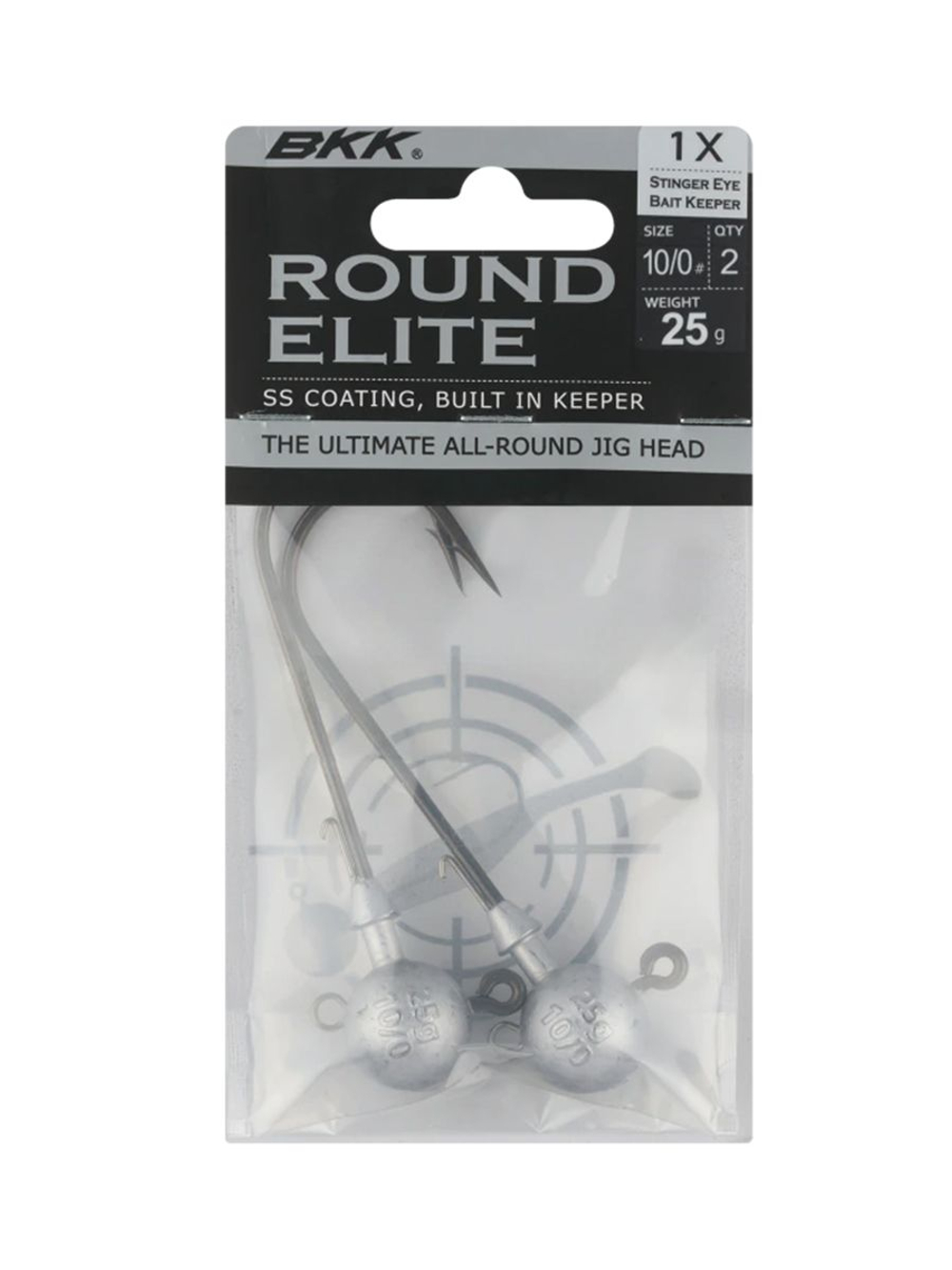 Джиг-головка для рыбалки BKK Round Elite-Stinger Eye Bait Keeper, размер крючка 12/0, вес 25г, 2 шт.