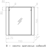 Зеркало "Монако"  70*70, Осина бел/бел лакобель