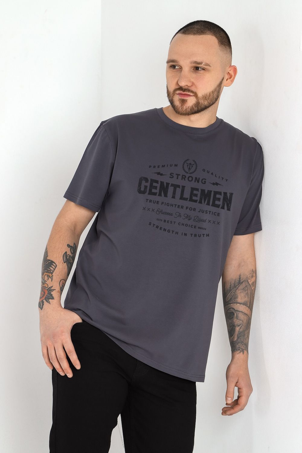 Фуфайка (футболка) мужская Клаб-4У Виотекс ГРАФИТОВЫЙ