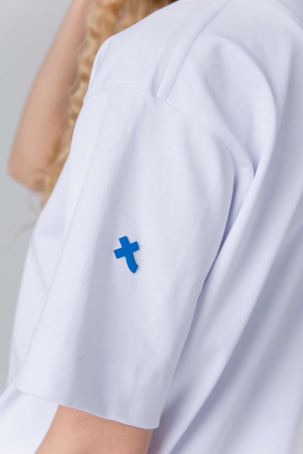 Футболка с розовой горловиной Женская Белая - фото 6