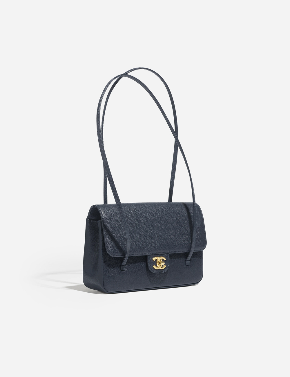 Сумка Chanel Small Flap Bag Grained Shiny Calfskin & Gold-Tone Metal "Dark Blue"