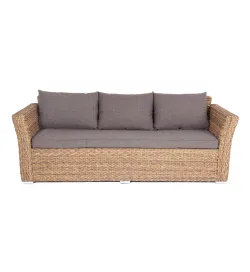 "Капучино" диван из искусственного ротанга (гиацинт) трехместный, цвет соломенный