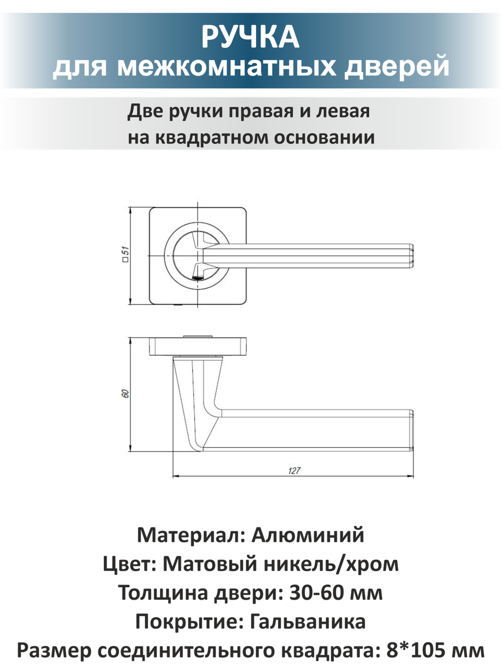 Комплект дверных ручек с магнитной защелкой TREND