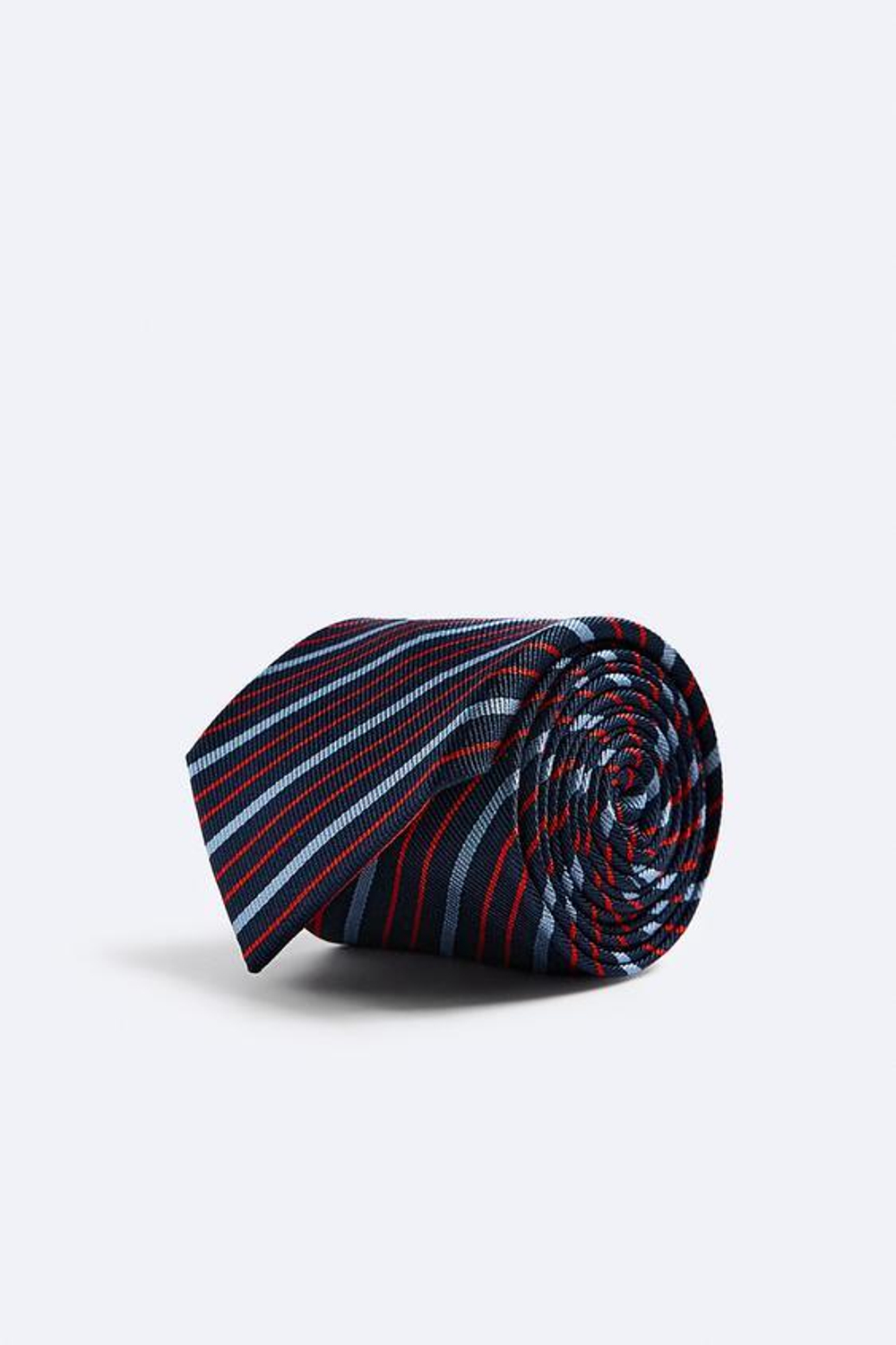 ZARA ГАЛСТУК ИЗ 100% ШЕЛКА С РЕЛЬЕФНЫМ УЗОРОМ, МОРСКОЙ СИНИЙ