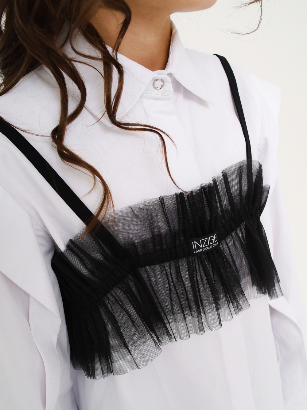 Манишка из фатина, черная