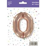 Шар (40''/102 см) Цифра, 0, Розовое Золото, 1 шт. в упак.