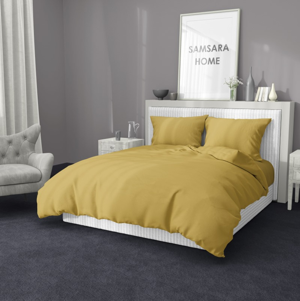 Комплект постельного белья 2 спальный Евро-стандарт KURKUMA, хлопок-лён