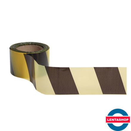 Оградительная лента чёрно-жёлтая 75 мм х 100 м