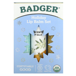 Badger, Праздничный набор бальзамов для губ, синяя упаковка, 3 шт. по 4,2 г (0,15 унции)