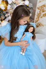 Нарядное пышное платье "Бабочки", цвет голубой