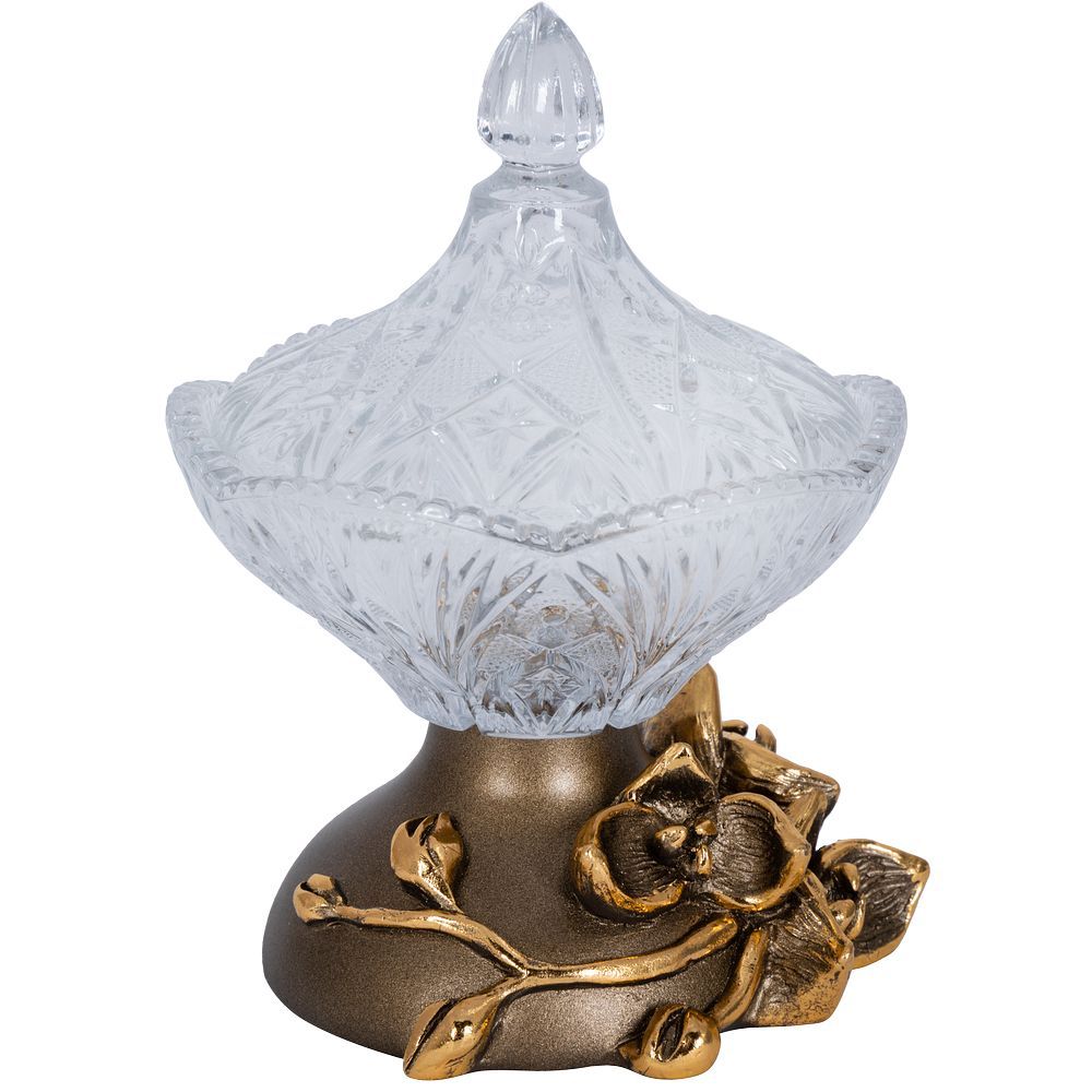 Сахарница стеклянная с крышкой Орхидея Лайм Бронза