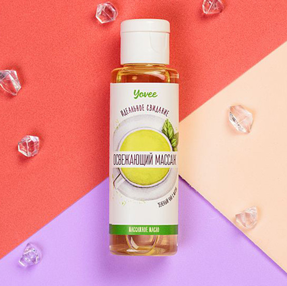 Масло для массажа с ароматом зеленого чая и мяты ToyFa Yovee Освежающий массаж 50мл