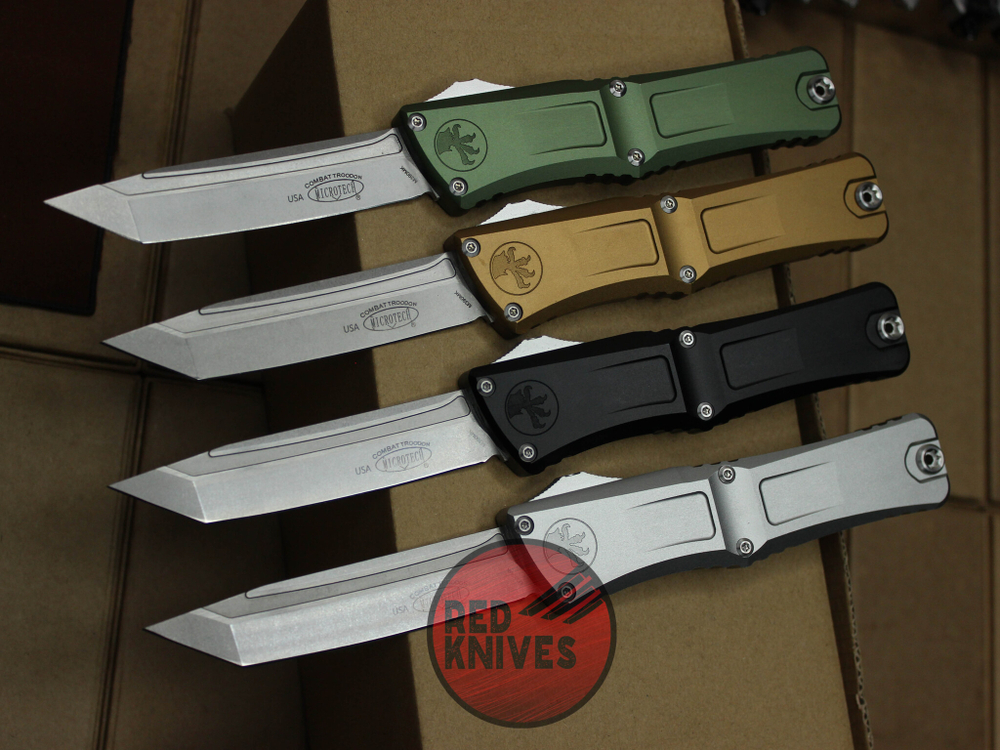 Нож Microtech Troodon 3 T/E Tanto Gray - рукоять серый алюминий