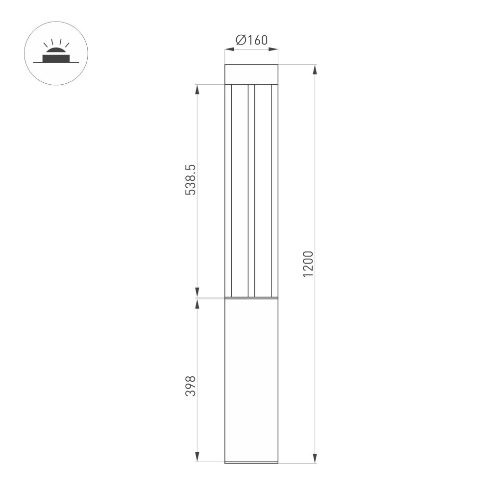 Светильник LGD-CASTELLO-BOLL-H1200-20W Warm3500-MIX (GR, 80 deg, 230V) (Arlight, IP65 Металл, 5 лет) 047686