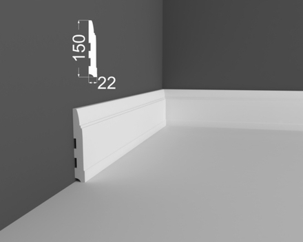 Плинтус напольный под покраску P13.150.22 МДФ Deartio 150x22x2070 мм