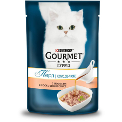 *Gourmet Perle 85г Соус Де-люкс для кошек с Лососем в роскошном соусе