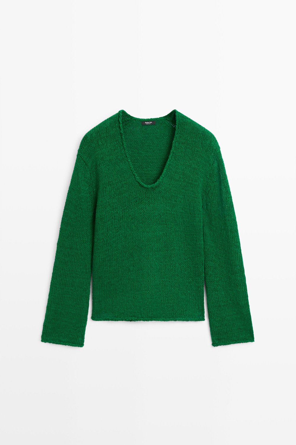 Massimo Dutti Свитер из хлопкового трикотажа, зеленый