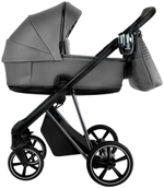 Детская коляска Roan Sol Vintage Luxury Leather 2.0 2 в 1 VEGA88DB Glacier Gray/Nickel/руч.Black