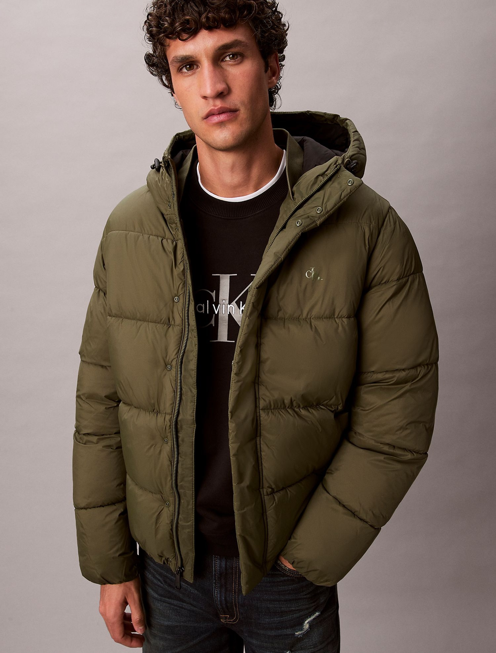 Утепленная куртка Calvin Klein Hooded Puffer Jacket Fatigue