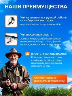 Настрой на хариуса сплетня балда для рыбалки с 5 верховыми мушками и конусным поплавком