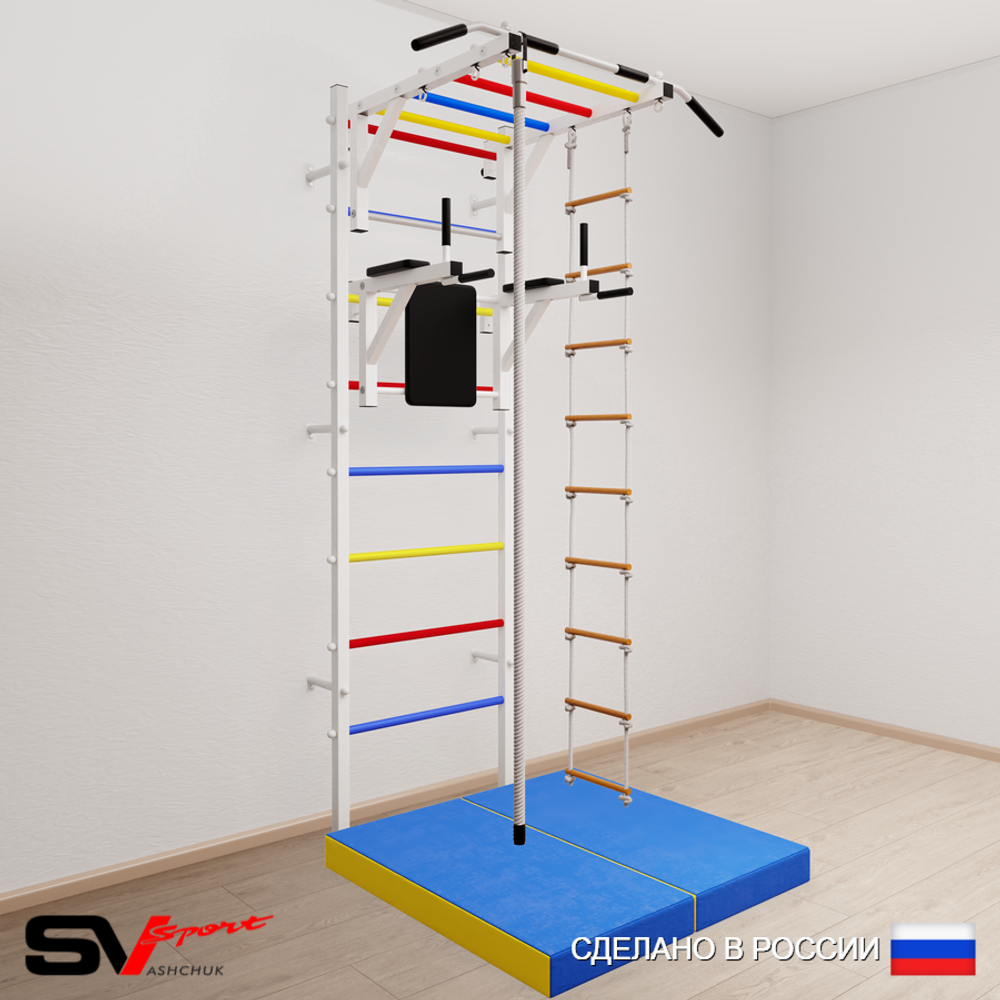Шведская стенка Sv Sport 5454 (Турник рукоход/Брусья/Канат/Лестница/Мат 1м)