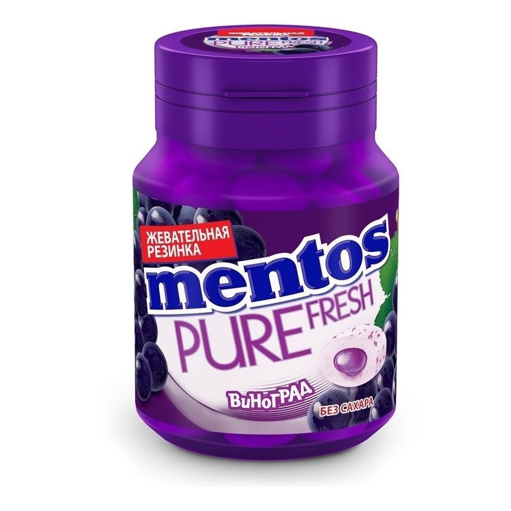 Жевательная резинка "Ментос" в банке виногад 54г