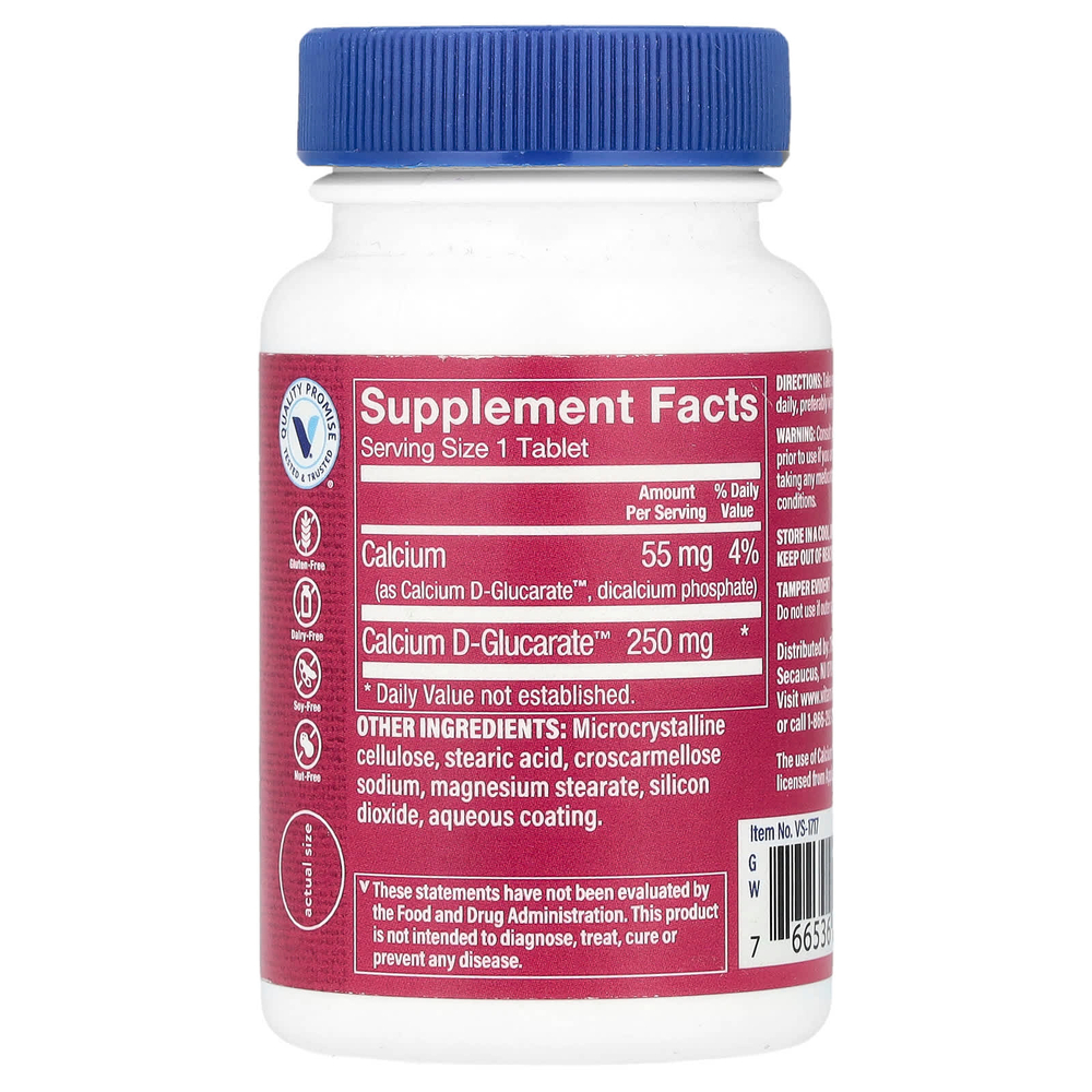 The Vitamin Shoppe, D-глюкарат кальция для женщин, 250 мг, 60 таблеток