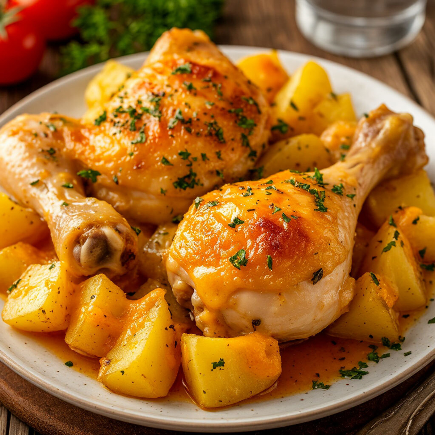 Куриные ножки с картофелем под сыром