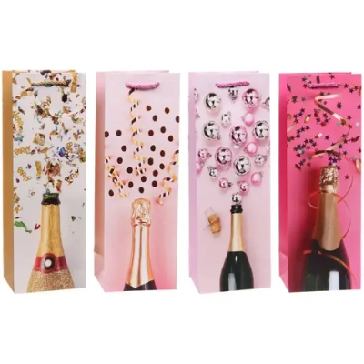 Пакет под бутылку «Брызги шампанского!» 12*35*9 см, микс