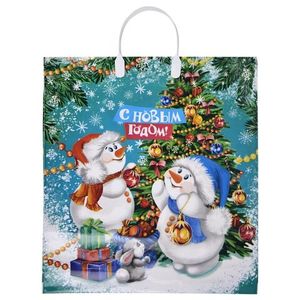 Пакет новогодний пластиковая ручка Россия 40*44 см 100 мкм Дворик 1 шт 100  шт/кор