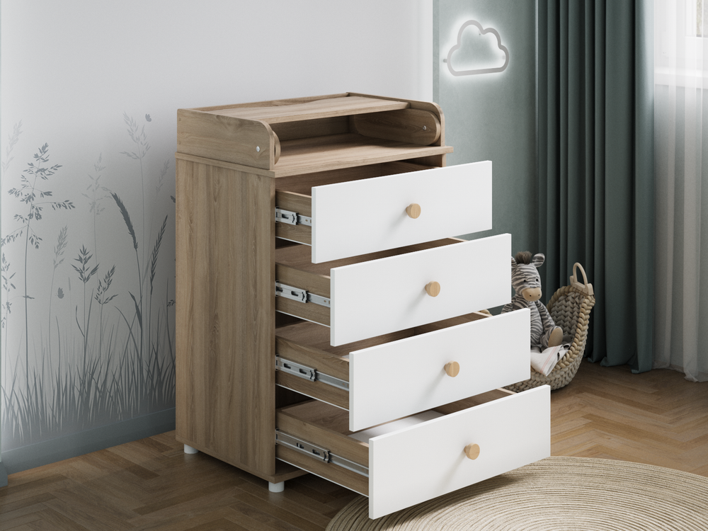 Детский комод Compact с пеленальным столиком цвет белый/дуб