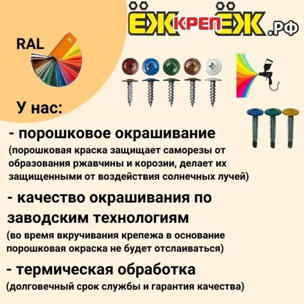 Саморезы крашенные прессшайба 4,2х25 мм острый графит RAL-7024 (50 шт) ЁЖкрепЁЖ.