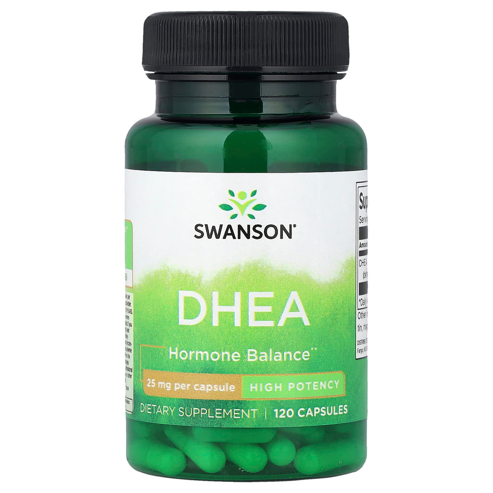 Swanson, DHEA, высокая эффективность, 25 мг, 120 капсул