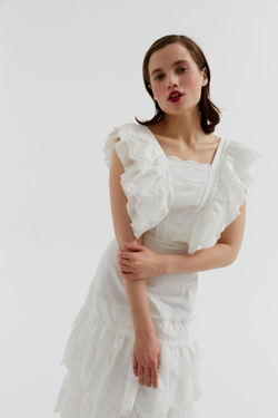 Платье макси с оборками