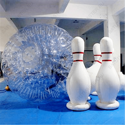 Командная игра "Зорбо - боулинг", зорб ТПУ 2.5*2.5 ,кегля 6 шт 1.5*0.6*0.6 м