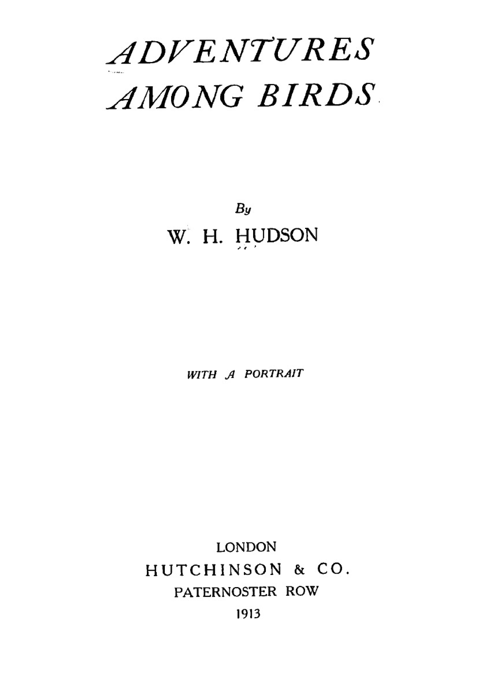 Adventures among birds | W. H. Hudson